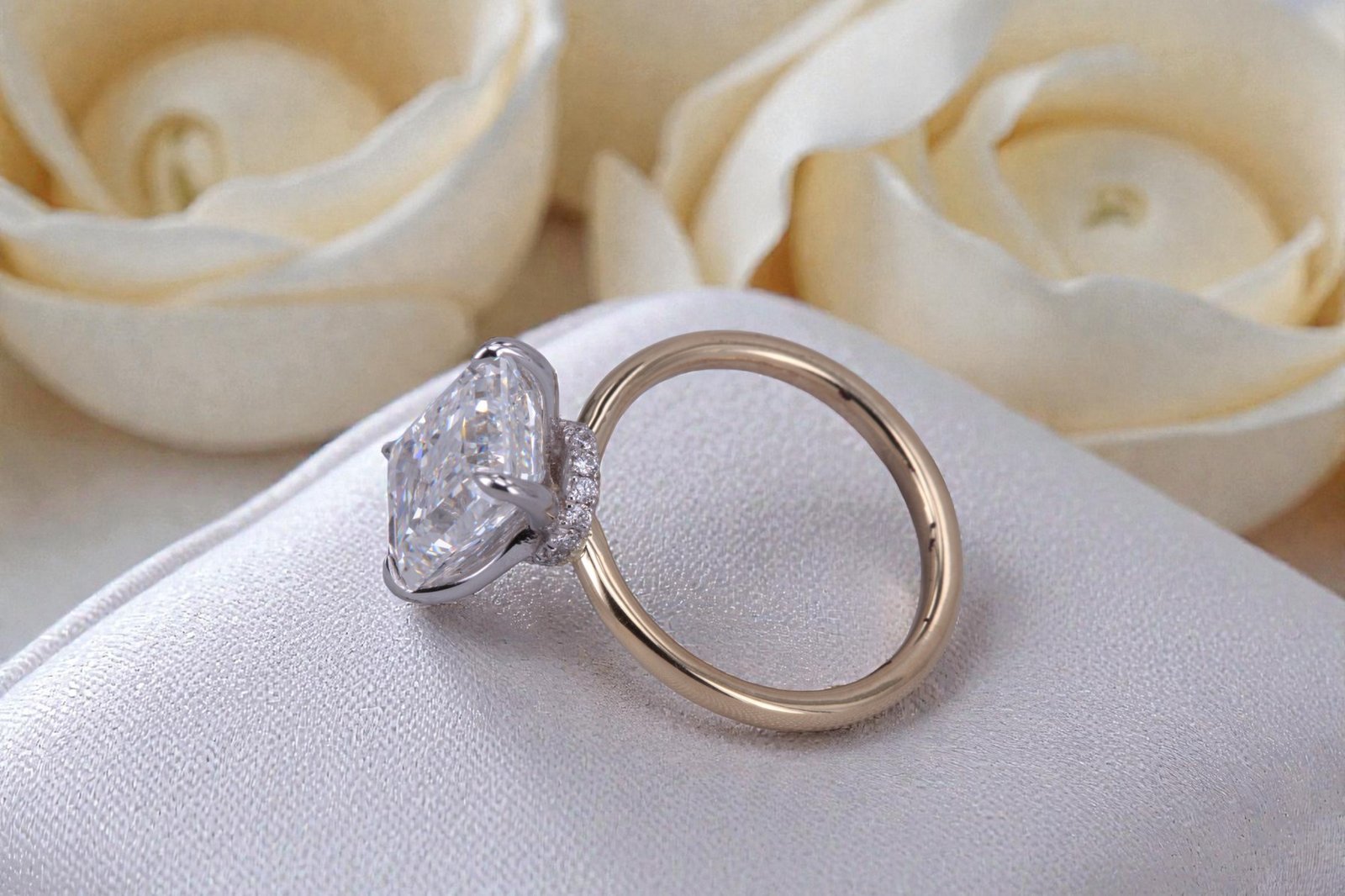 Custom two-tone engagement ring for couples in Carlsbad