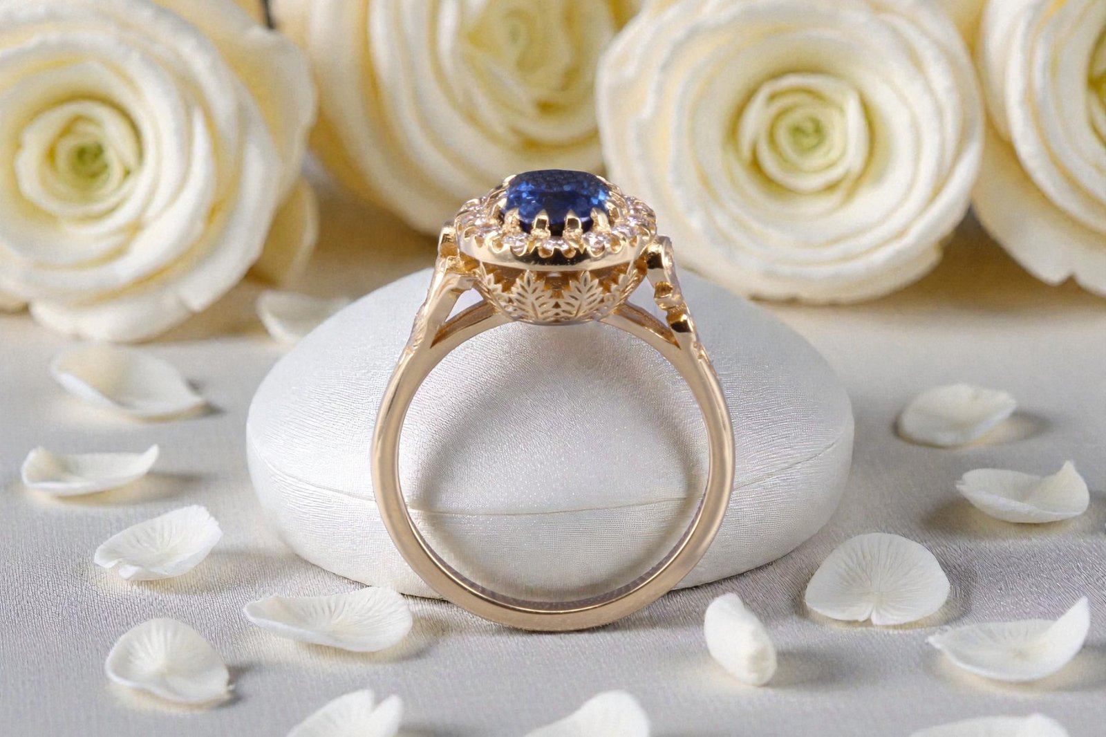 Handcrafted natural sapphire engagement ring for couples in Carlsbad